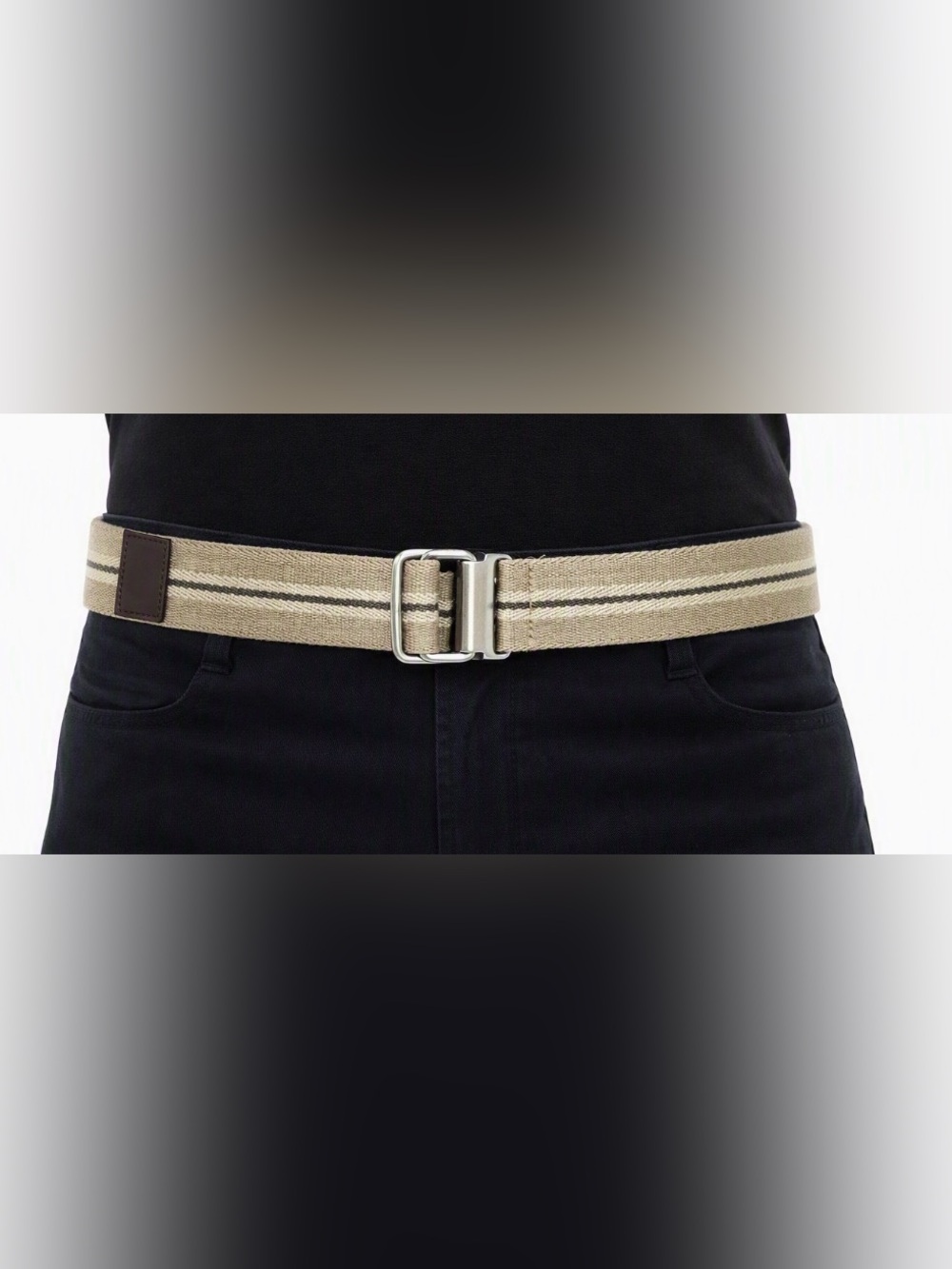 Unisex Woven Belt in Tan/Brown Stripe Sz OS